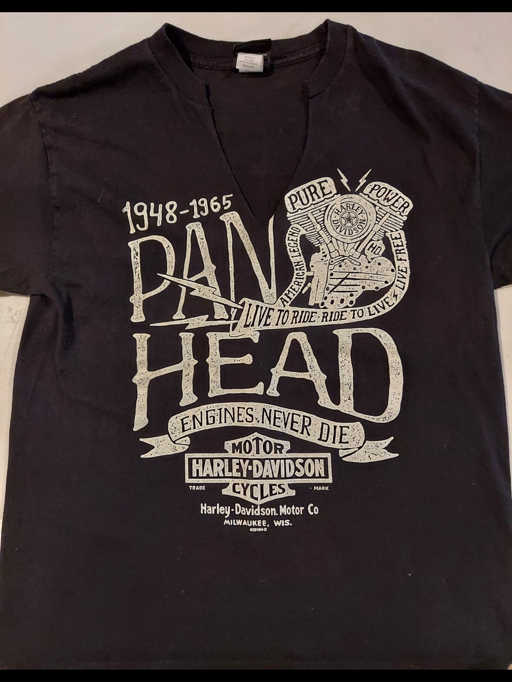 Women's Harley-Davidson Black V-Neck, T‑Shirt with White Print